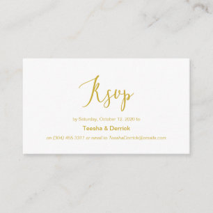 Carte D'accompagnement Style minimaliste or moderne, Mariage RSVP