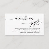 Carte D'accompagnement Style moderne noir, Une note de cadeaux (Devant)