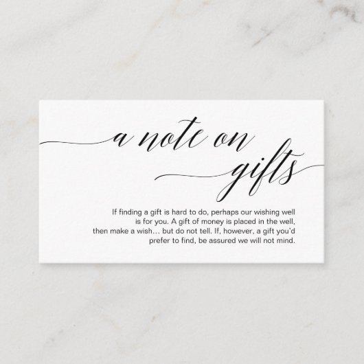 Carte D'accompagnement Style moderne noir, Une note de cadeaux (Devant)