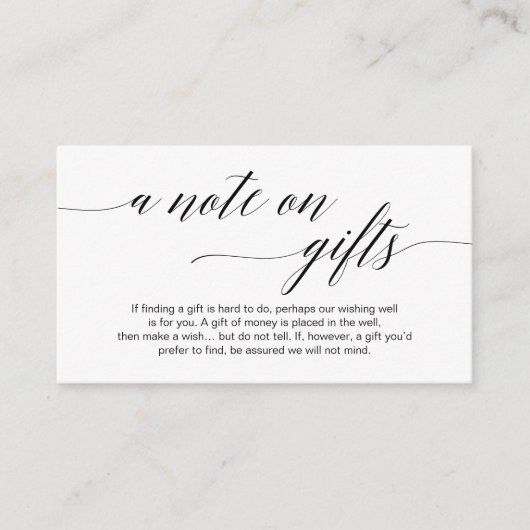 Carte D'accompagnement Style moderne noir, Une note de cadeaux (Devant)