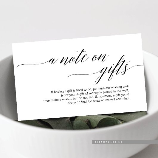 Carte D'accompagnement Style moderne noir, Une note de cadeaux