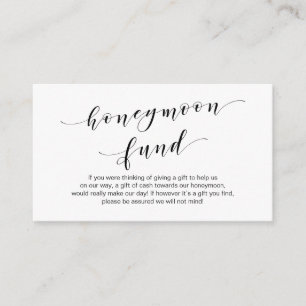 Carte D'accompagnement Style noir moderne, Mariage Honeymoon Fund