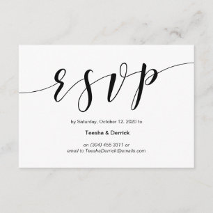 Carte D'accompagnement Style noir moderne, mariage RSVP