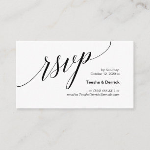 Carte D'accompagnement Style noir moderne, mariage RSVP