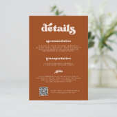 Carte D'accompagnement Style rétro Burnt Orange Détails du Mariage QR (Debout devant)