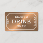 Carte D'accompagnement Style rose Gold Ticket "Savourez Un Verre Sur Nous (Dos)