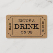 Carte D'accompagnement Style Ticket Gras "Savourez Un Verre Sur Nous" Mod (Devant)