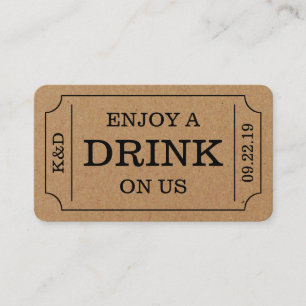 Carte D'accompagnement Style Ticket Gras "Savourez Un Verre Sur Nous" Mod