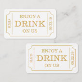 Carte D'accompagnement Style Ticket Gras "Savourez Un Verre Sur Nous" Mod (Devant / Derrière)