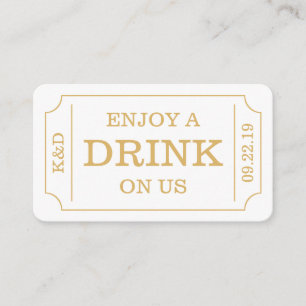 Carte D'accompagnement Style Ticket Gras "Savourez Un Verre Sur Nous" Mod