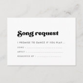 Carte D'accompagnement Stylo rétro noir & blanc Demande de chanson (Devant)