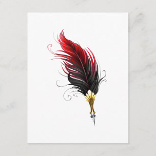 Carte D'accompagnement Stylo rouge en plumes avec nib or