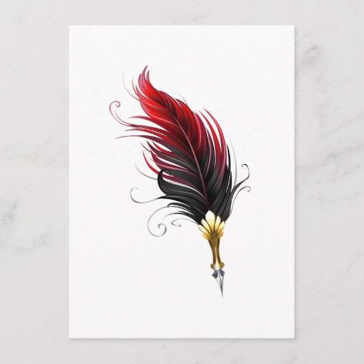 Carte D'accompagnement Stylo rouge en plumes avec nib or (Devant)