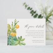 Carte D'accompagnement Succulent Cactus Foliage Jaune Détails du Mariage (Debout devant)