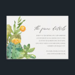 Carte D'accompagnement Succulent Cactus Foliage Jaune Détails du Mariage<br><div class="desc">Si vous avez besoin d'une personnalisation ou d'autres éléments correspondants,  n'hésitez pas à me contacter à l'adresse yellowfebstudio@gmail.com</div>