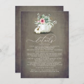 Carte D'accompagnement Succulents Citrouille Gold Feuilles Mariages Détai (Devant / Derrière)