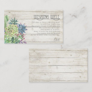 Carte D'accompagnement Succulents et bois rustique Wishing Well V1 ID515