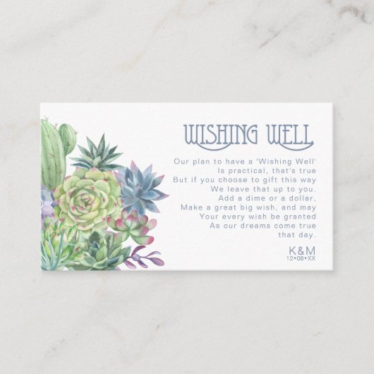 Carte D'accompagnement Succulents et mousseux Wishing Well V1 Blue ID515 (Devant)