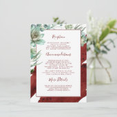 Carte D'accompagnement Succulents Verdure Bourgogne Information Mariage (Debout devant)