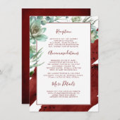 Carte D'accompagnement Succulents Verdure Bourgogne Information Mariage (Devant / Derrière)