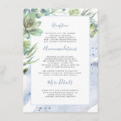 Carte D'accompagnement Succulents Verdure Dusty Blue Informations Mariage (Devant)
