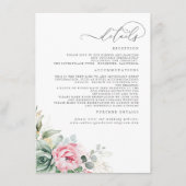 Carte D'accompagnement Succulents Verdure rose Floral Détails du Mariage (Devant)
