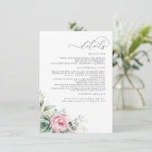 Carte D'accompagnement Succulents Verdure rose Floral Détails du Mariage (Debout devant)