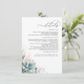 Carte D'accompagnement Succulents Verdure Rose Or Mariage Détails (Debout devant)