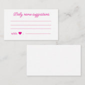 Carte D'accompagnement Suggestions de nom de bébé, baby shower minimalist (Devant / Derrière)