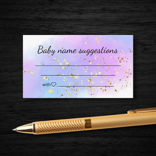 Carte D'accompagnement suggestions de nom de bébé baby shower or bleu ros