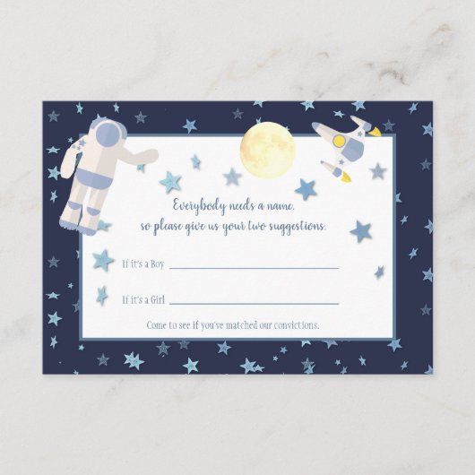 Carte D'accompagnement Suggestions de nom de minuit dans l'espace extra-a (Devant)