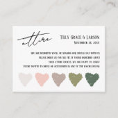 Carte D'accompagnement Suggestions de palette de couleurs mariage Attire (Devant)