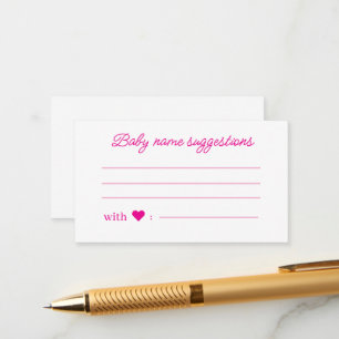 Carte D'accompagnement Suggestions de prénoms pour bébé, baby shower mini