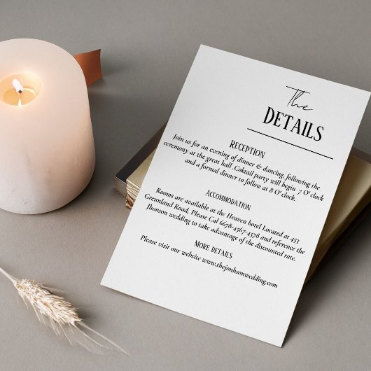 Carte D'accompagnement Suite d'invitation de mariage minimaliste, détails