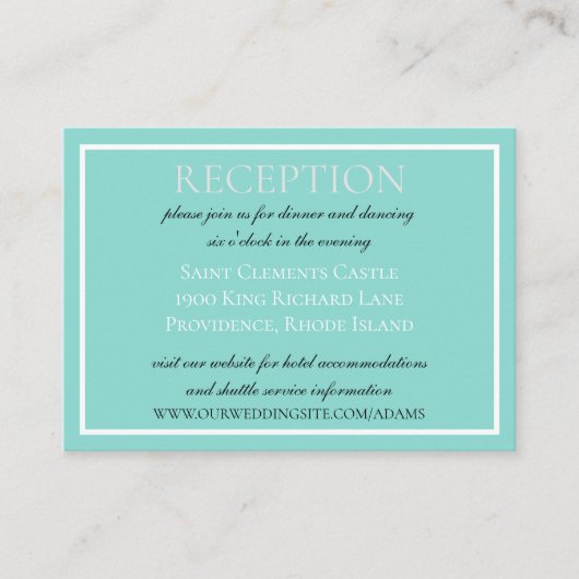 Carte D'accompagnement Suite Mariage Bride & Co Élégante Réception (Devant)