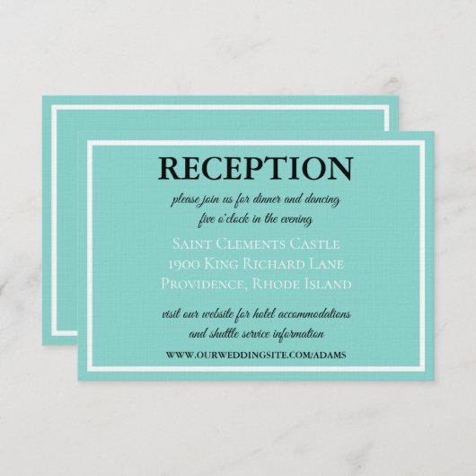 Carte D'accompagnement Suite Mariage Bride & Co Réception traditionnelle (Devant / Derrière)