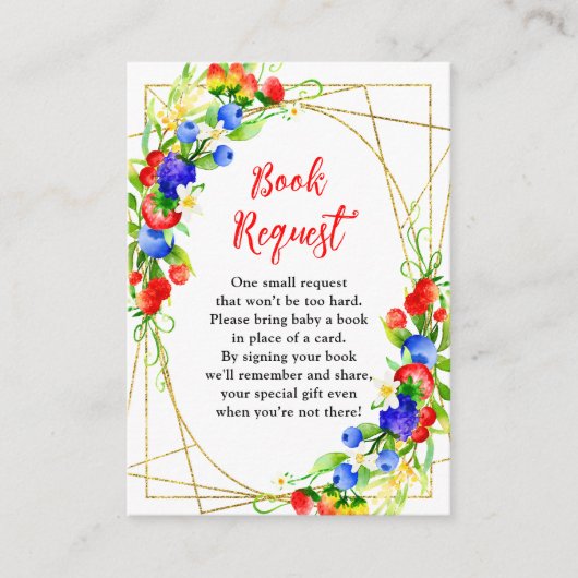 Carte D'accompagnement Summer Mixed Berries Baby Shower Book Request (Devant)