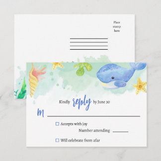 Carte D'accompagnement Summer Under the Sea Baby shower Réponse RSVP