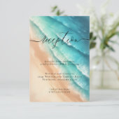 Carte D'accompagnement Sun Beach Ocean Blue Wedding Détails de la récepti (Debout devant)