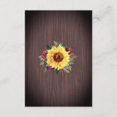 Carte D'accompagnement Sunflower Bourgogne Jar Lights Détails du Mariage (Dos)