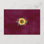 Carte D'accompagnement Sunflower Bourgogne Rose Floral Mariage Réception (Dos)
