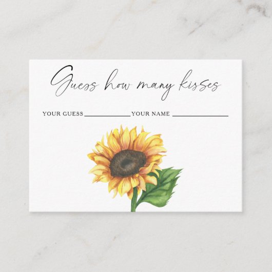 Carte D'accompagnement Sunflower Devinez combien de baisers jeu nuptiale (Devant)