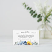 Carte D'accompagnement Sunflower Dusty Blue Floral Mariage Réception (Debout devant)