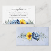 Carte D'accompagnement Sunflower Dusty Blue Floral Mariage Réception (Devant / Derrière)