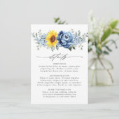 Carte D'accompagnement Sunflower Dusty Blue Slate Floral Détails du Maria (Debout devant)