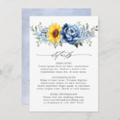 Carte D'accompagnement Sunflower Dusty Blue Slate Floral Détails du Maria (Devant / Derrière)