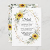 Carte D'accompagnement Sunflower Elegant Rustique Mariage d'or géométriqu (Devant / Derrière)