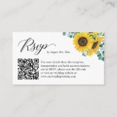Carte D'accompagnement Sunflower Eucalyptus Mariage en ligne RSVP QR Code (Devant)