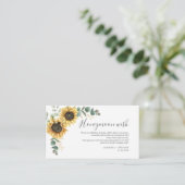 Carte D'accompagnement Sunflower Eucalyptus Mariage Lune de miel souhait (Debout devant)