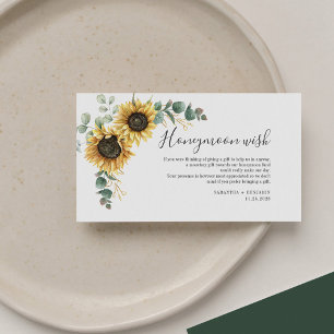 Carte D'accompagnement Sunflower Eucalyptus Mariage Lune de miel souhait